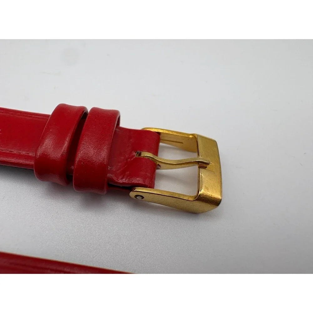 Vintage NOS Ernest Borel Swiss 12mm Red Watch Strap - Gold Chain Motif
